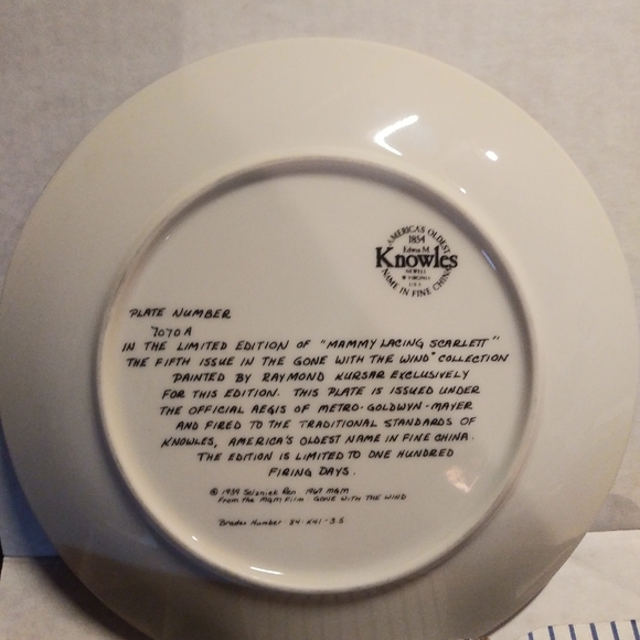 8 "Gone With The Wind," collection collectors plates - Picture 11 of 15